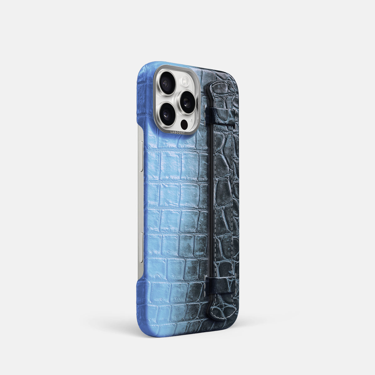 Lavender iPhone 16 Pro Handle Case Himalayan Crocodile with Steel Metal -2 | Lavender-Steel