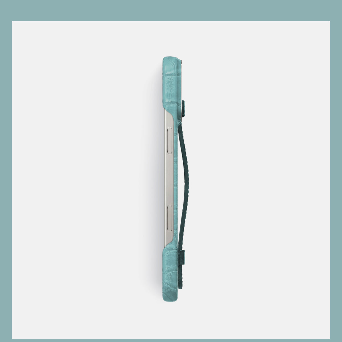 Light-Mint iPhone 16 Pro Handle Case Himalayan Crocodile with Steel Metal -3 | Light-Mint-Steel