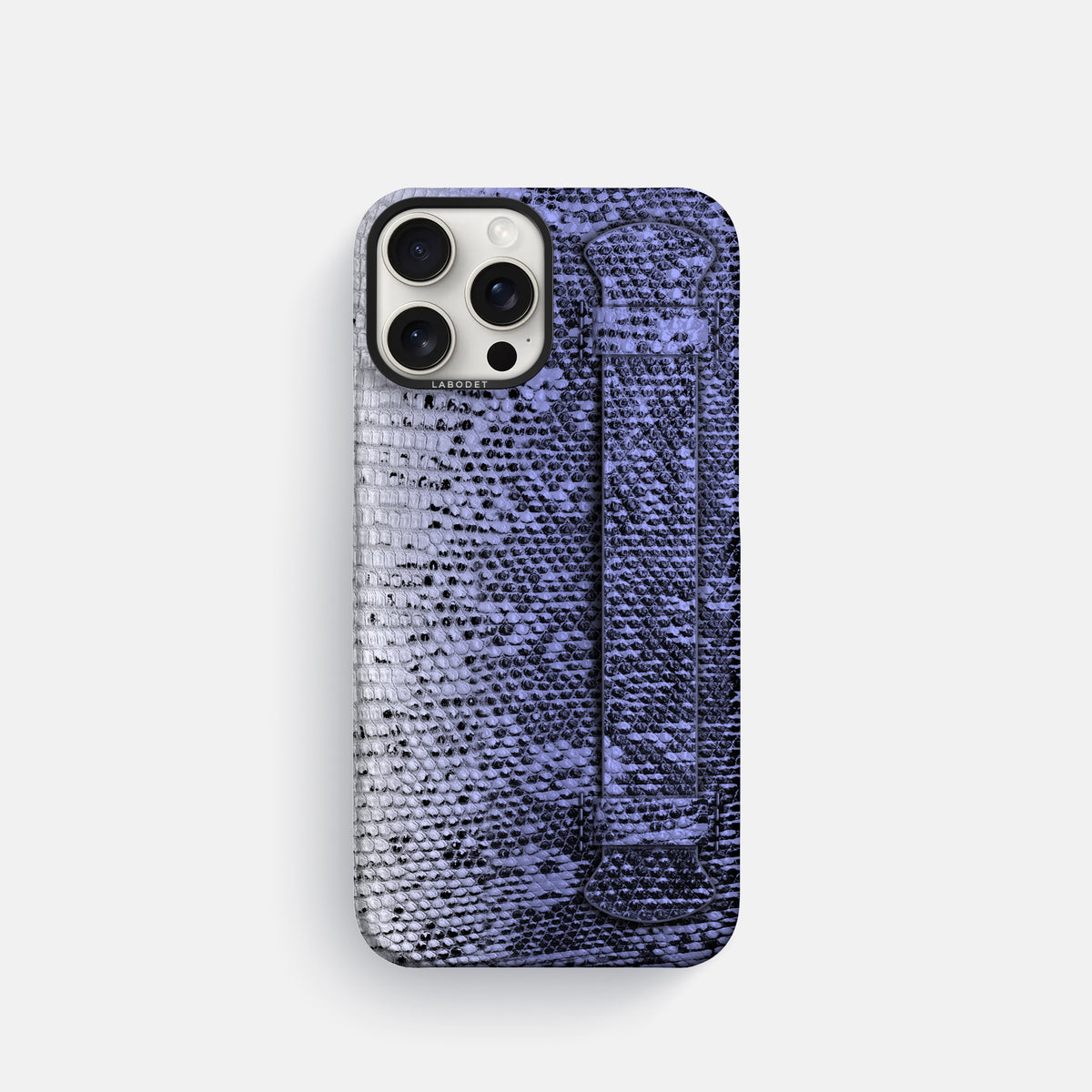 Navy-Blue iPhone 16 Pro Himalayan Lizard Handle Case with Black Metal -1 | Navy-Blue-Black