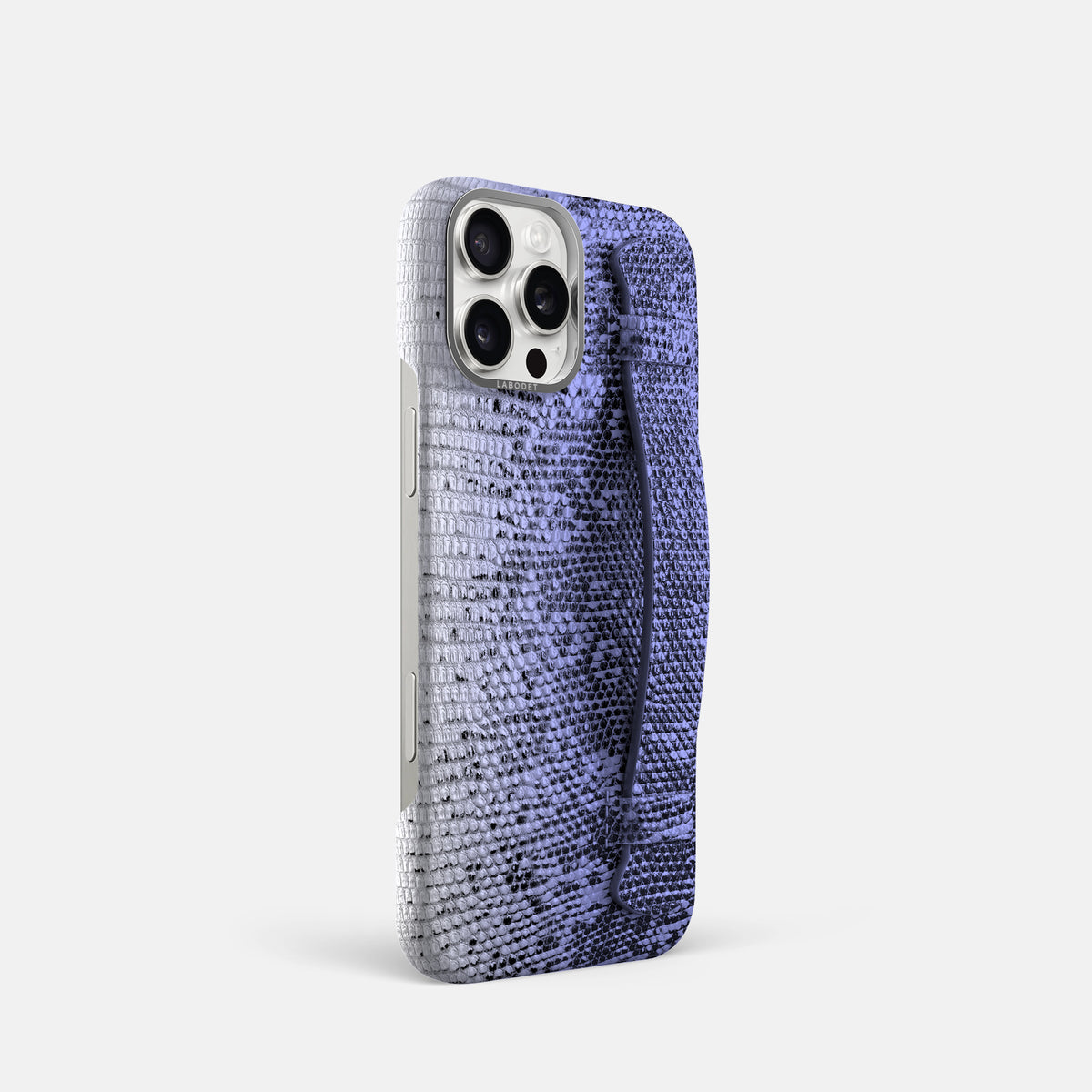 Navy-Blue iPhone 16 Pro Himalayan Lizard Handle Case with Steel Metal -2 | Navy-Blue-Steel