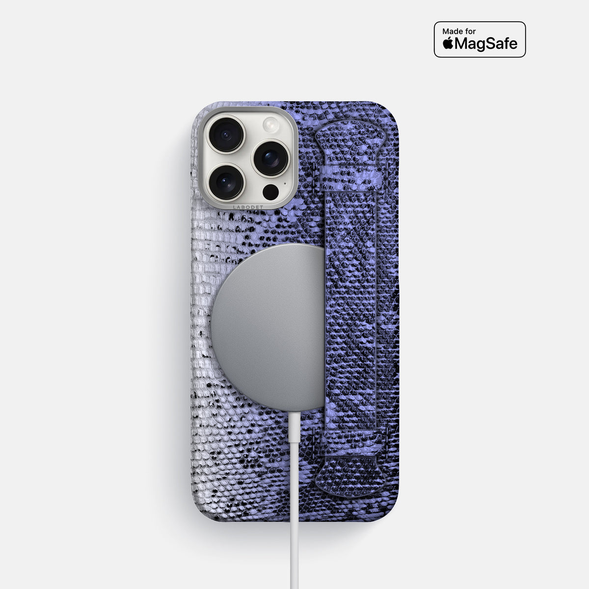 Navy-Blue iPhone 16 Pro Himalayan Lizard Handle Case with Steel Metal -5 | Navy-Blue-Steel