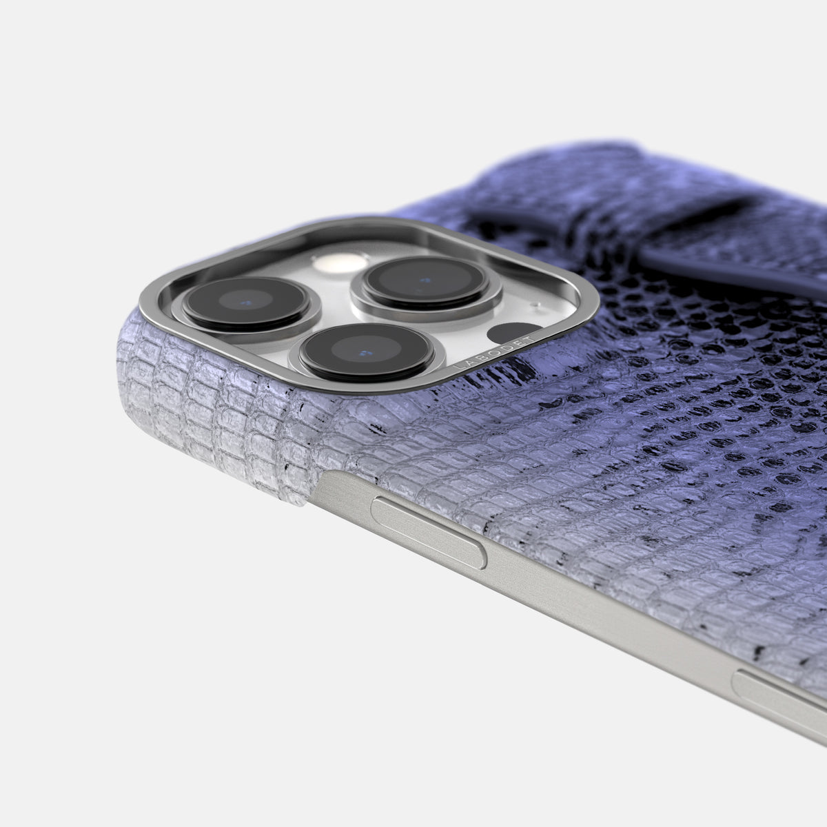 Navy-Blue iPhone 16 Pro Himalayan Lizard Handle Case with Steel Metal -6 | Navy-Blue-Steel