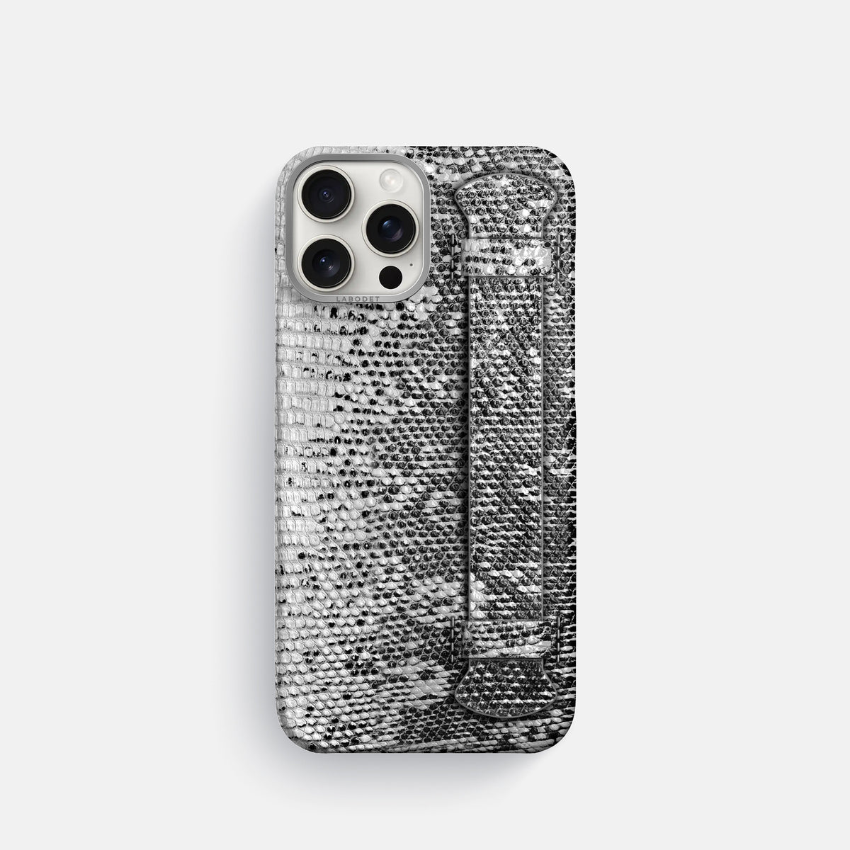 Dark iPhone 16 Pro Himalayan Lizard Handle Case with Steel Metal -1 | Dark-Steel