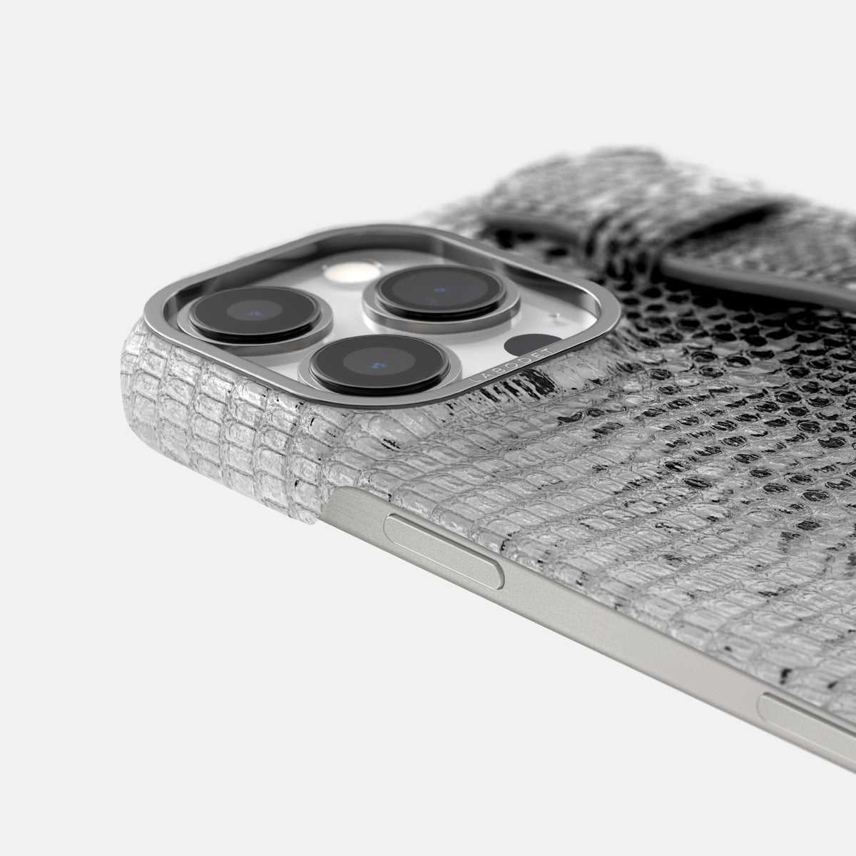 Dark iPhone 16 Pro Himalayan Lizard Handle Case with Steel Metal -6 | Dark-Steel