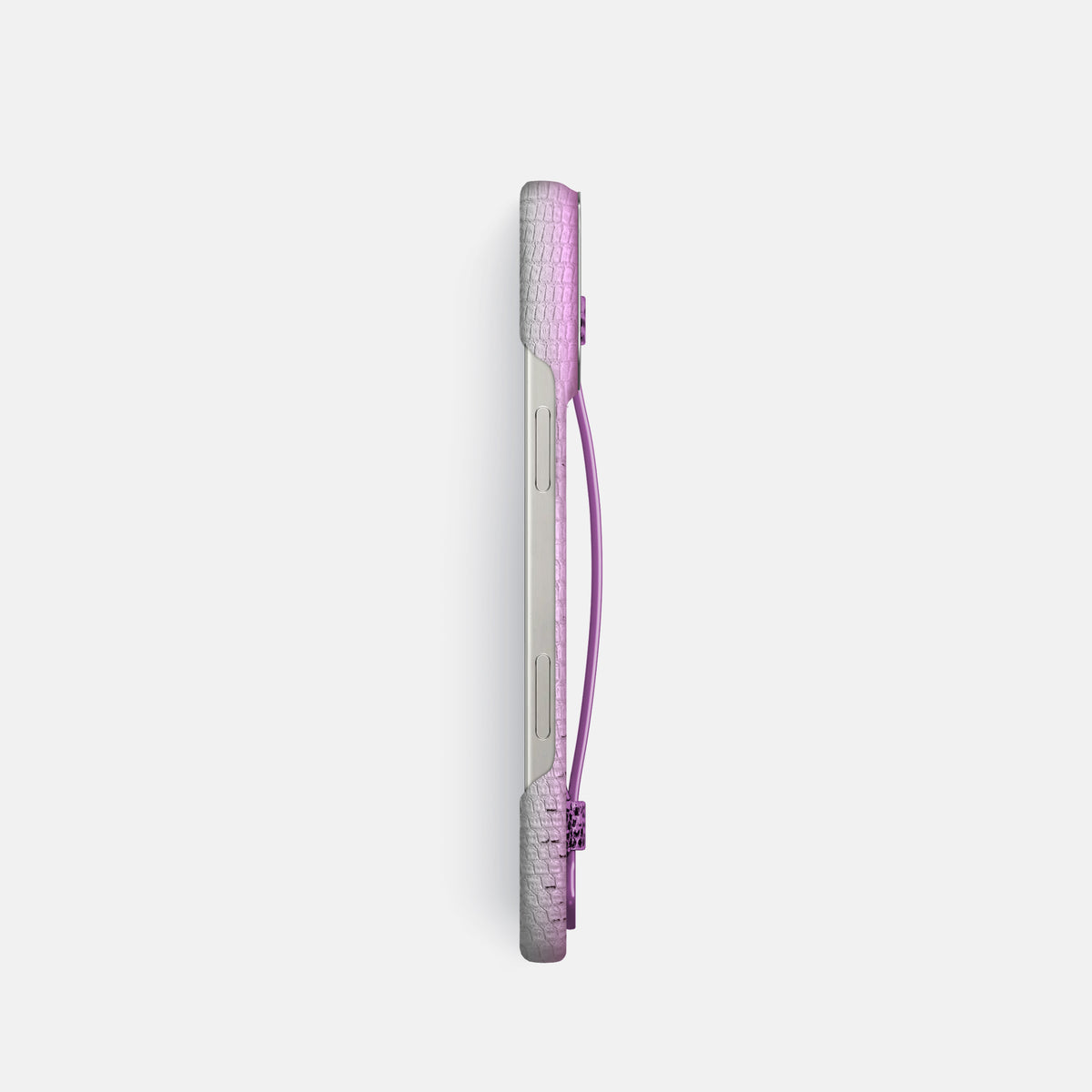 Fuchsia iPhone 16 Pro Himalayan Lizard Handle Case with Steel Metal -3 | Fuchsia-Steel