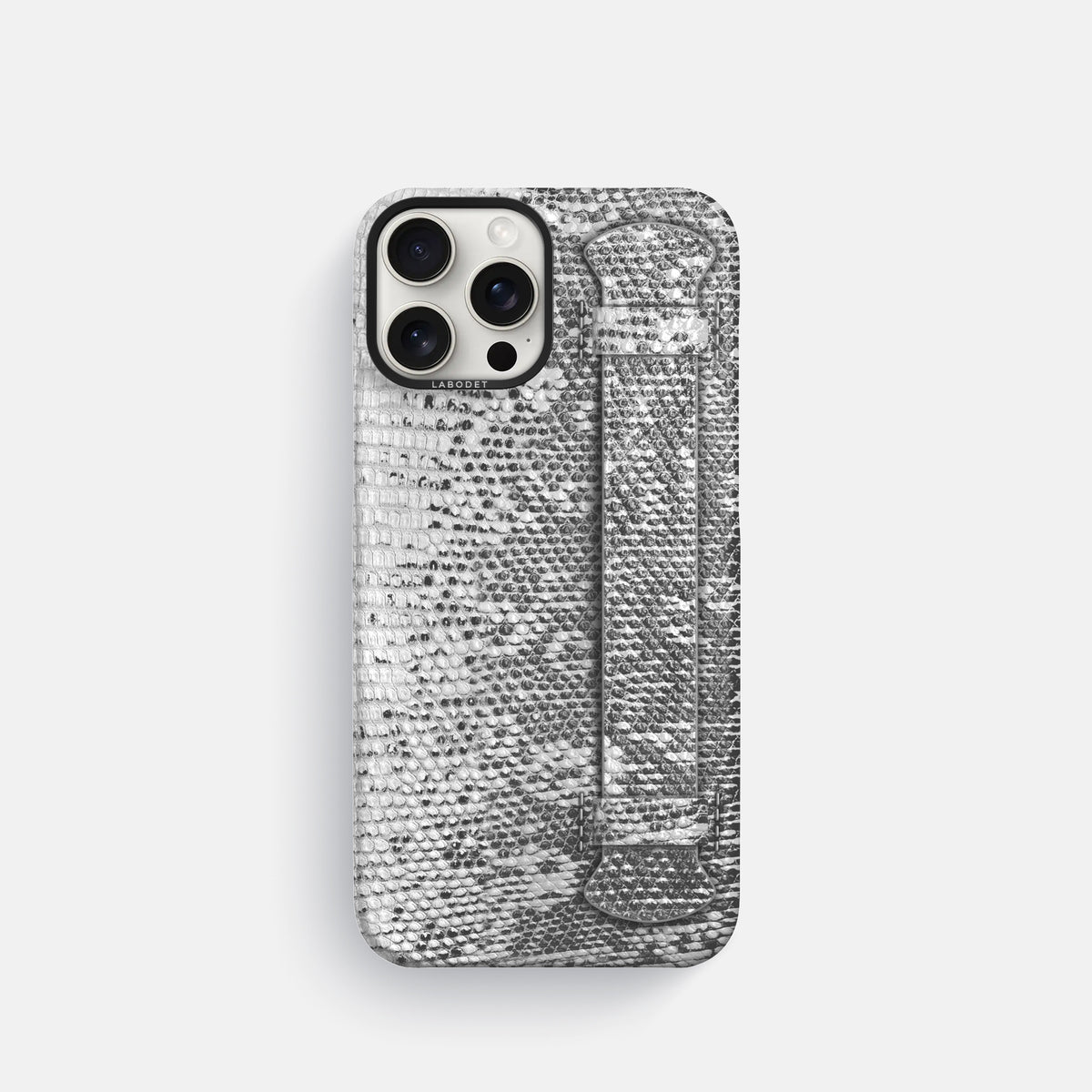 Light iPhone 16 Pro Himalayan Lizard Handle Case with Black Metal -1 | Light-Black