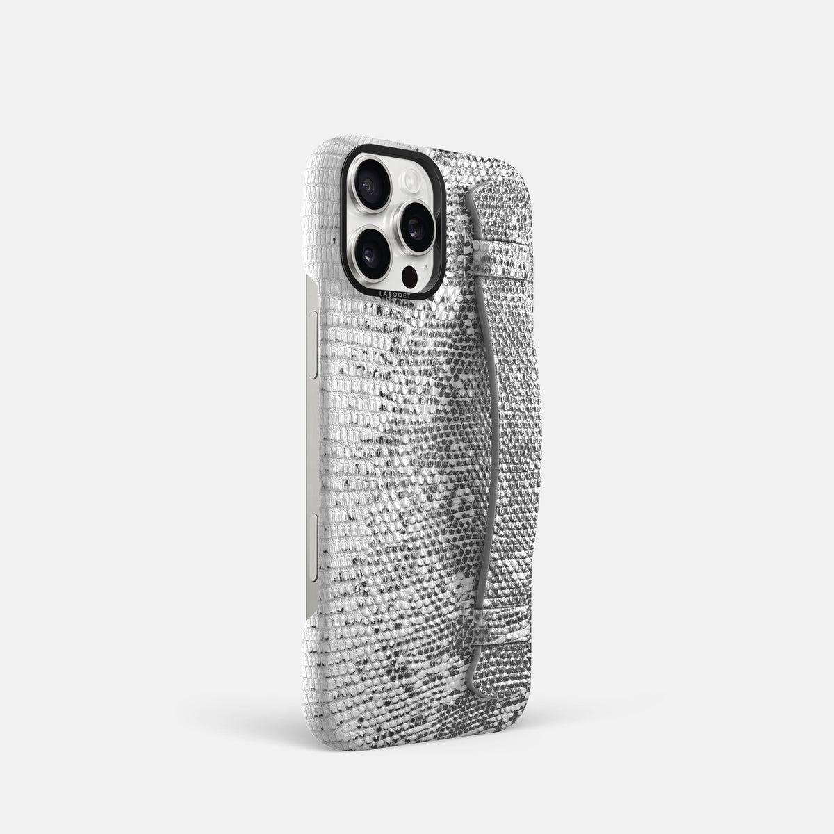 Light iPhone 16 Pro Himalayan Lizard Handle Case with Black Metal -2 | Light-Black