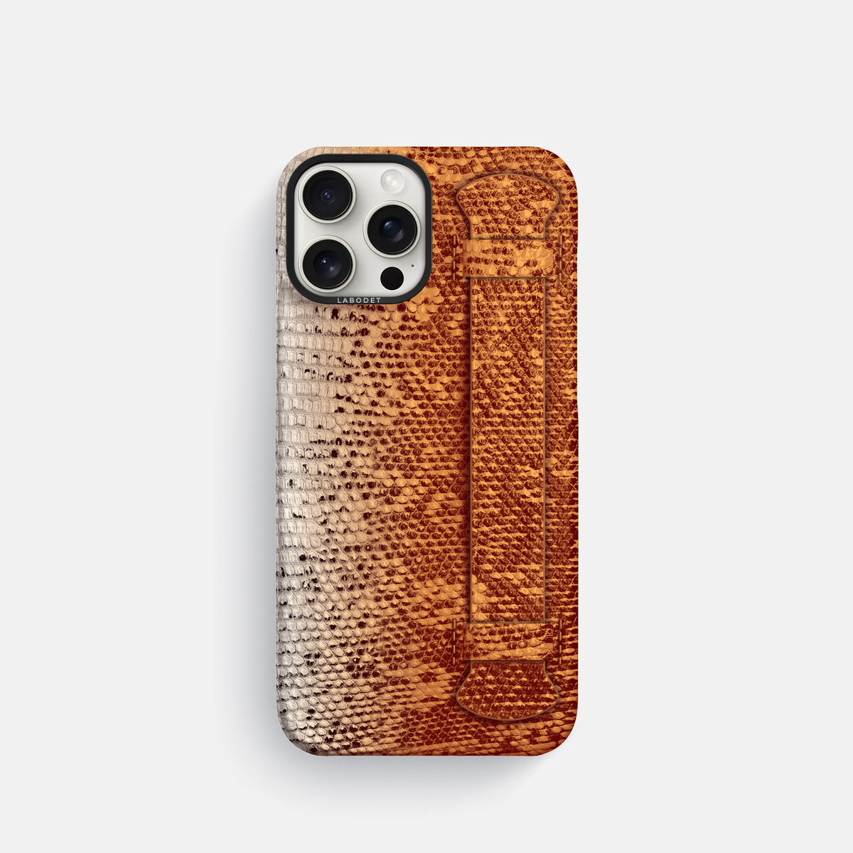 Orange iPhone 16 Pro Himalayan Lizard Handle Case with Black Metal -1 | Orange-Black