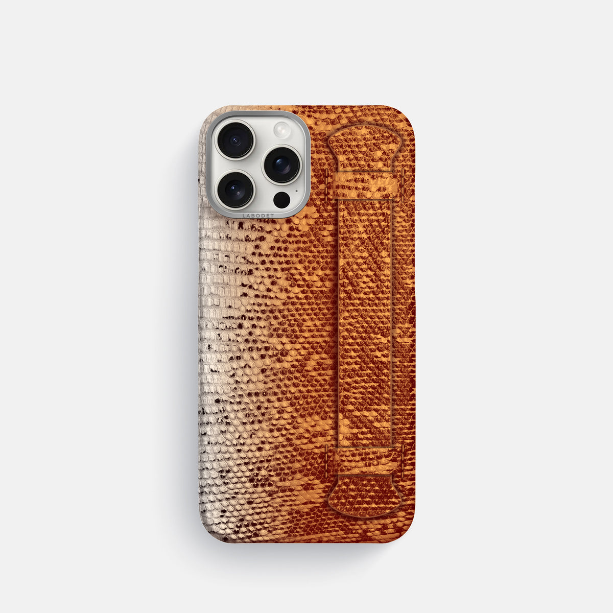 Orange iPhone 16 Pro Himalayan Lizard Handle Case with Steel Metal -1 | Orange-Steel