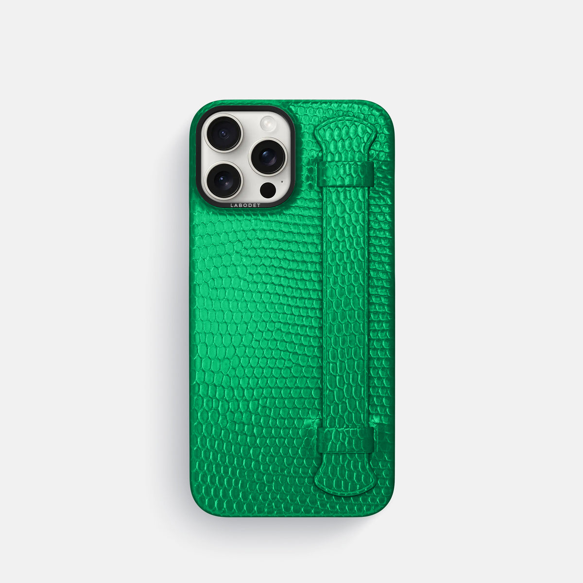 Apple-Green iPhone 16 Pro Handle Case Lizard with Black Metal -1 | Apple-Green-Black