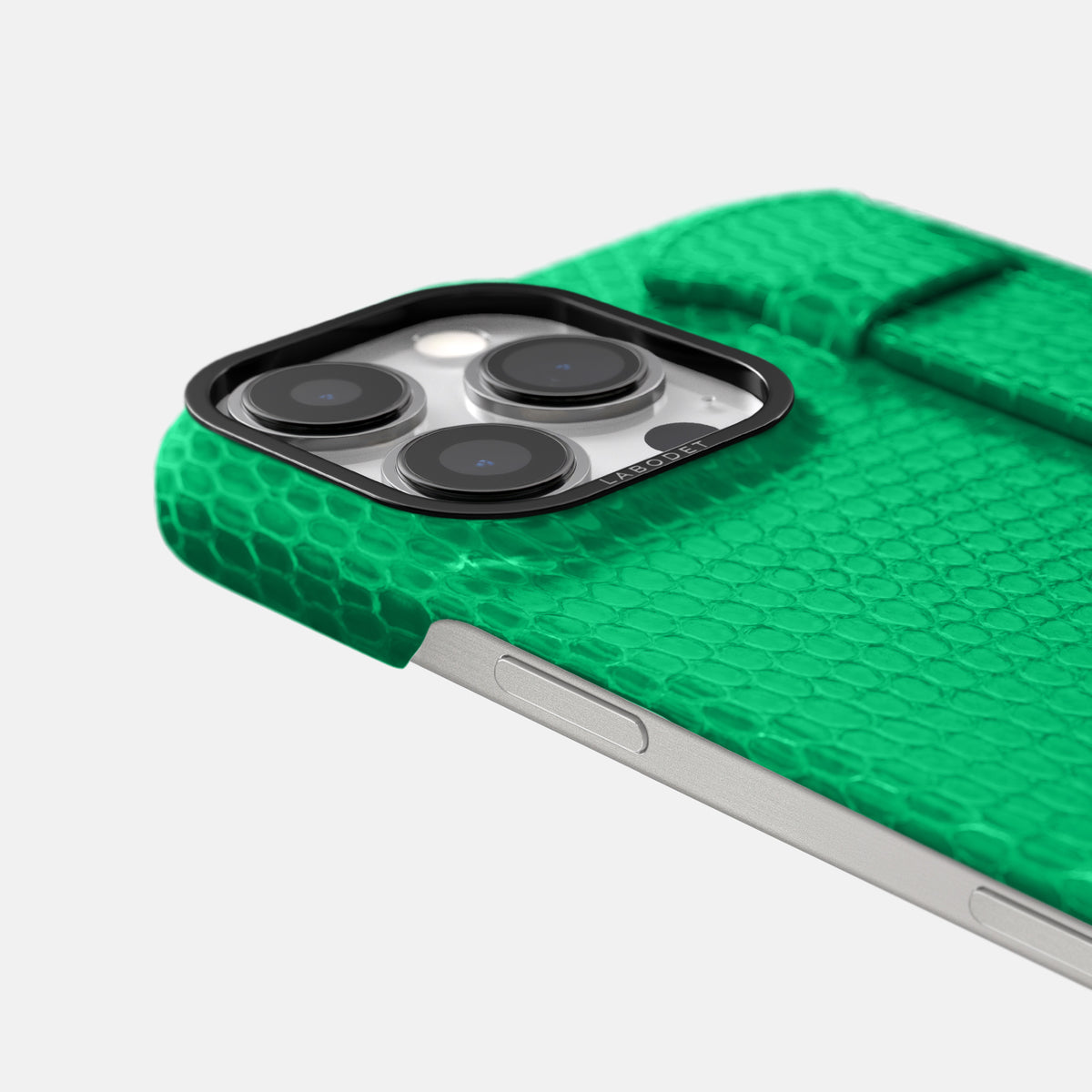 Apple-Green iPhone 16 Pro Handle Case Lizard with Black Metal -6 | Apple-Green-Black