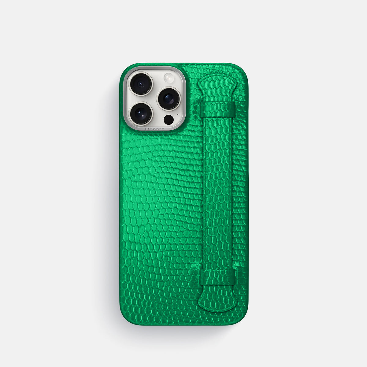 Apple-Green iPhone 16 Pro Handle Case Lizard with Steel Metal -1 | Apple-Green-Steel