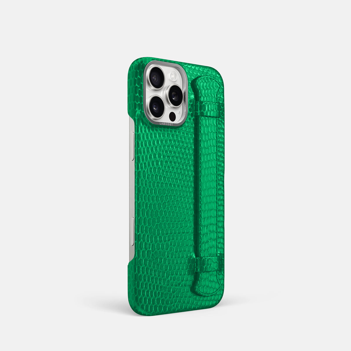 Apple-Green iPhone 16 Pro Handle Case Lizard with Steel Metal -2 | Apple-Green-Steel