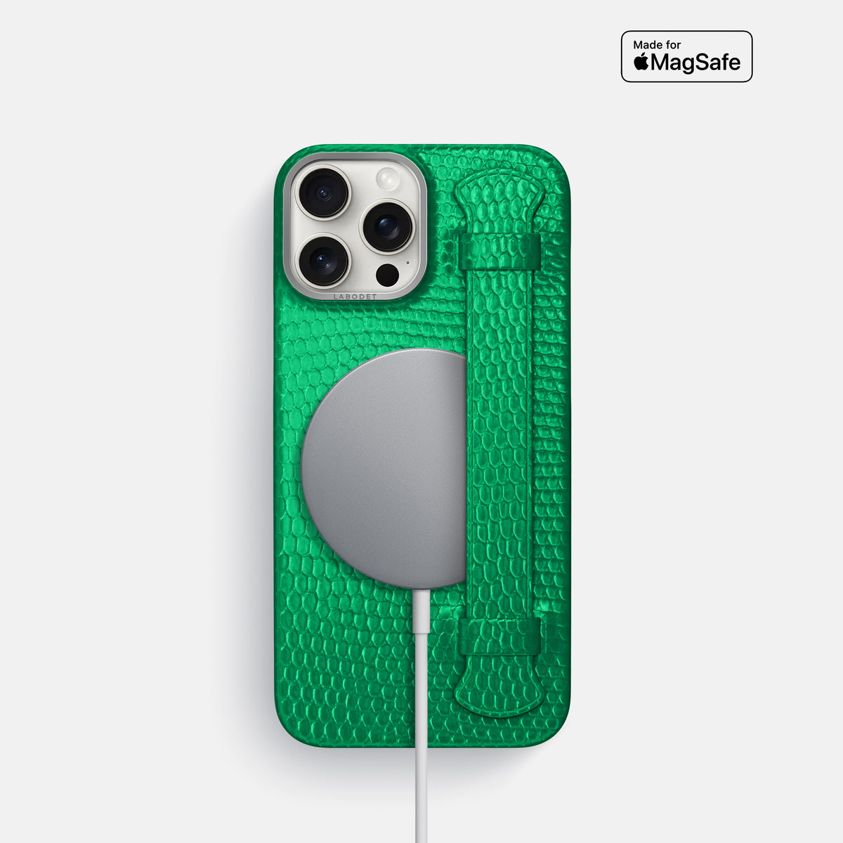 Apple-Green iPhone 16 Pro Handle Case Lizard with Steel Metal -5 | Apple-Green-Steel