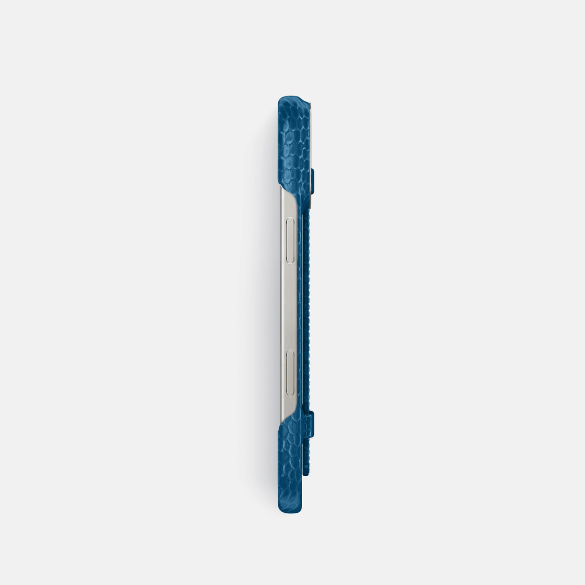 Blue iPhone 16 Pro Handle Case Lizard with Steel Metal -3 | Blue-Steel