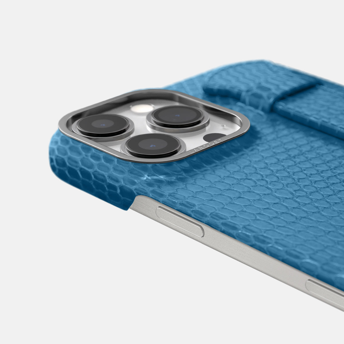 Blue iPhone 16 Pro Handle Case Lizard with Steel Metal -6 | Blue-Steel