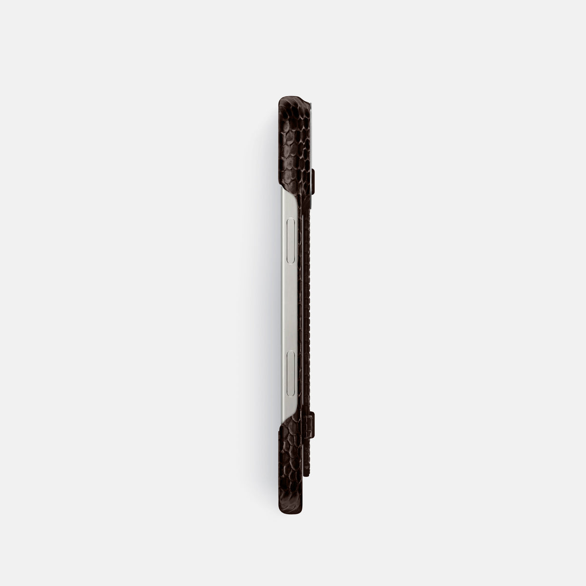 Brown iPhone 16 Pro Handle Case Lizard with Steel Metal -3 | Brown-Steel
