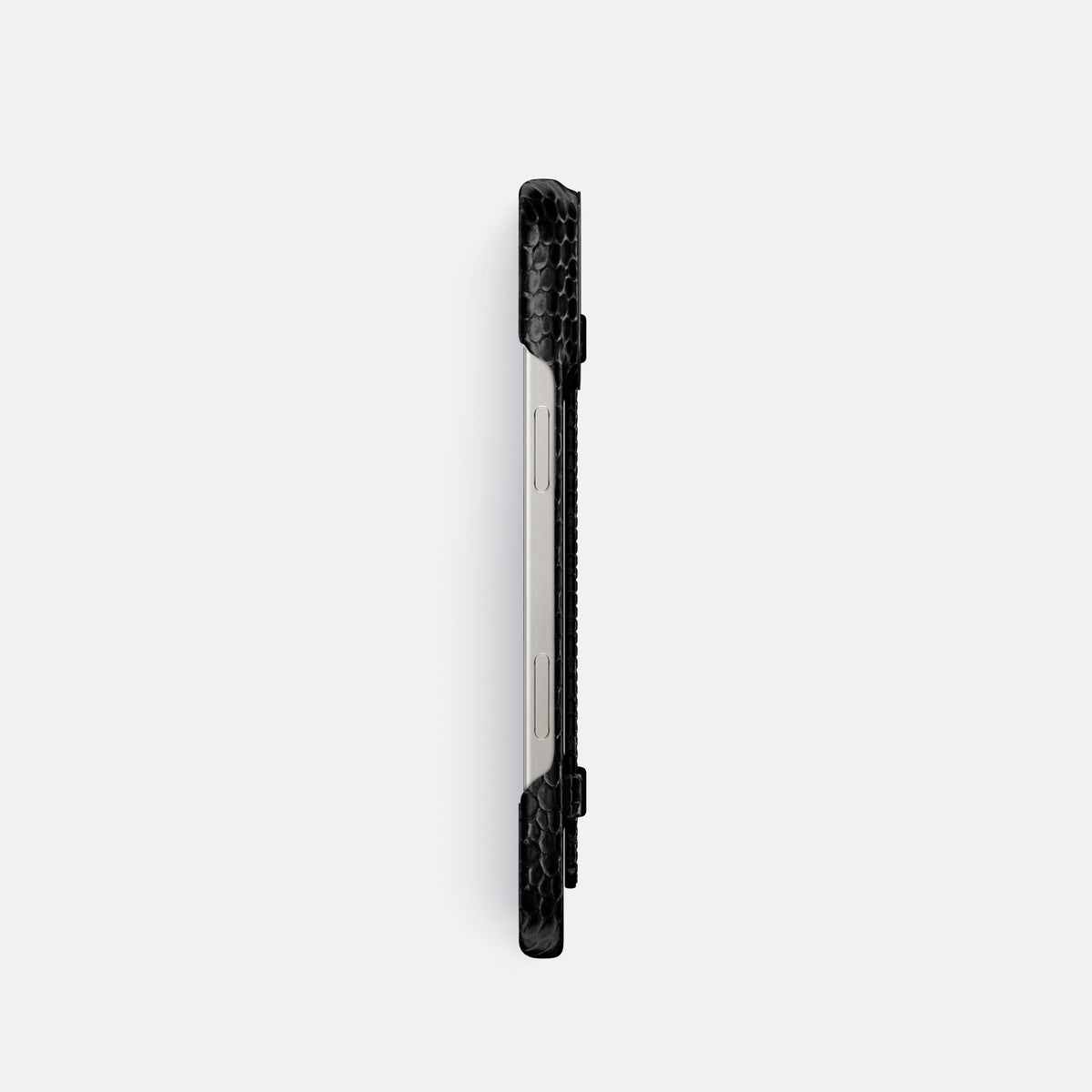Black iPhone 16 Pro Handle Case Lizard with Black Metal -3 | Black-Black