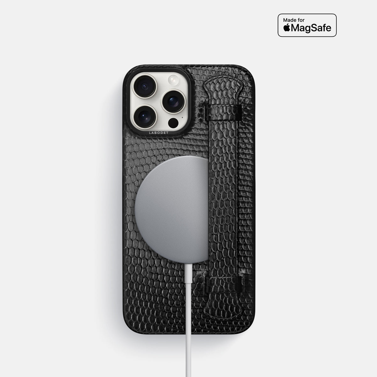 Black iPhone 16 Pro Handle Case Lizard with Black Metal -5 | Black-Black