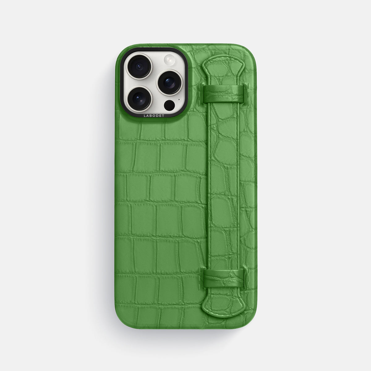 Apple-Green iPhone 16 Pro Max Handle Case Alligator with Black Metal -1 | Apple-Green-Black