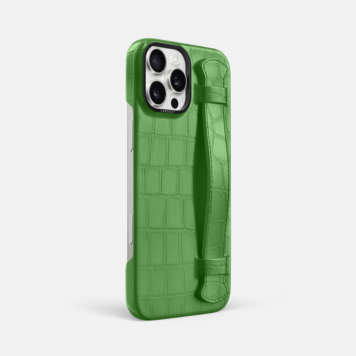 Apple-Green iPhone 16 Pro Max Handle Case Alligator with Black Metal -2 | Apple-Green-Black