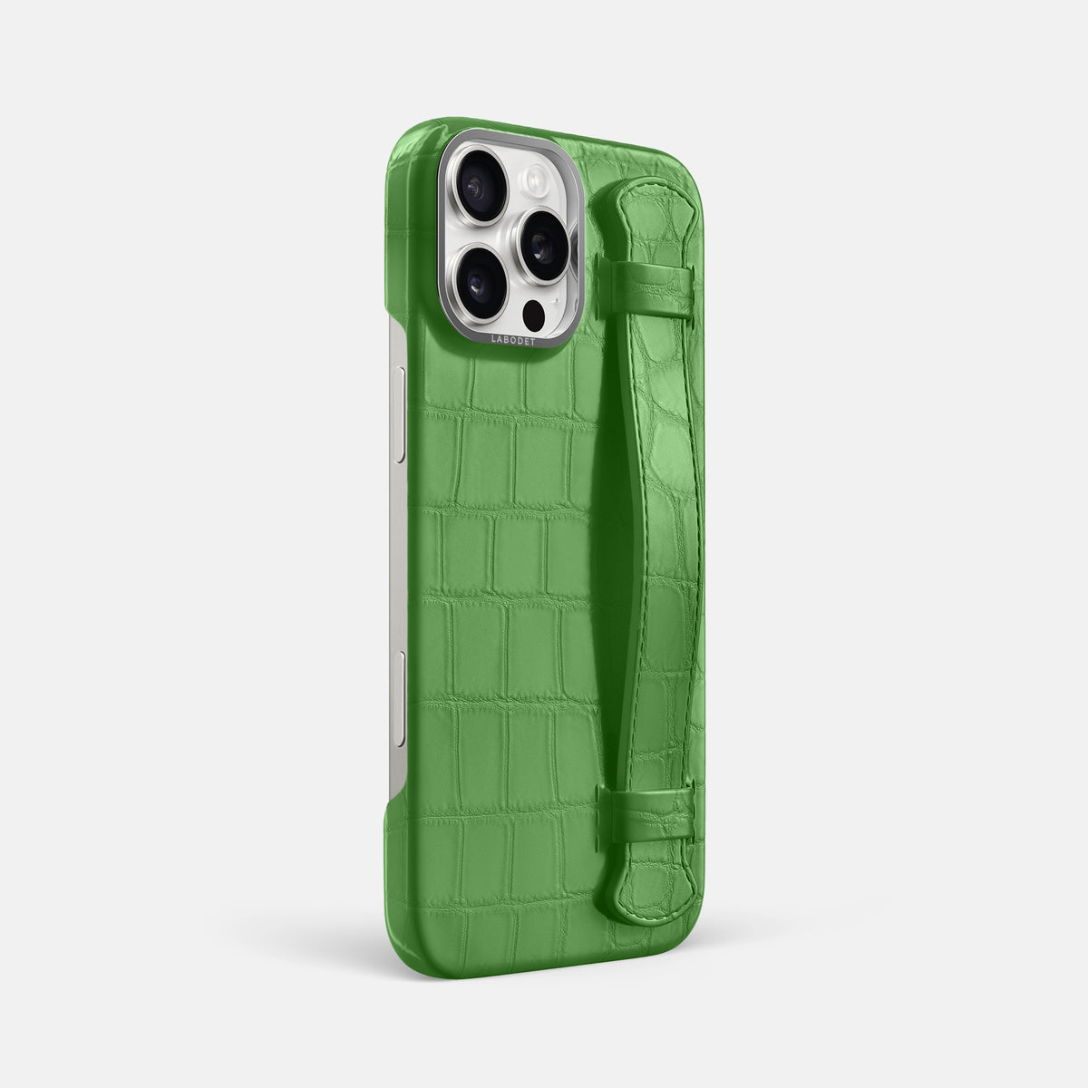 Apple-Green iPhone 16 Pro Max Handle Case Alligator with Steel Metal -2 | Apple-Green-Steel