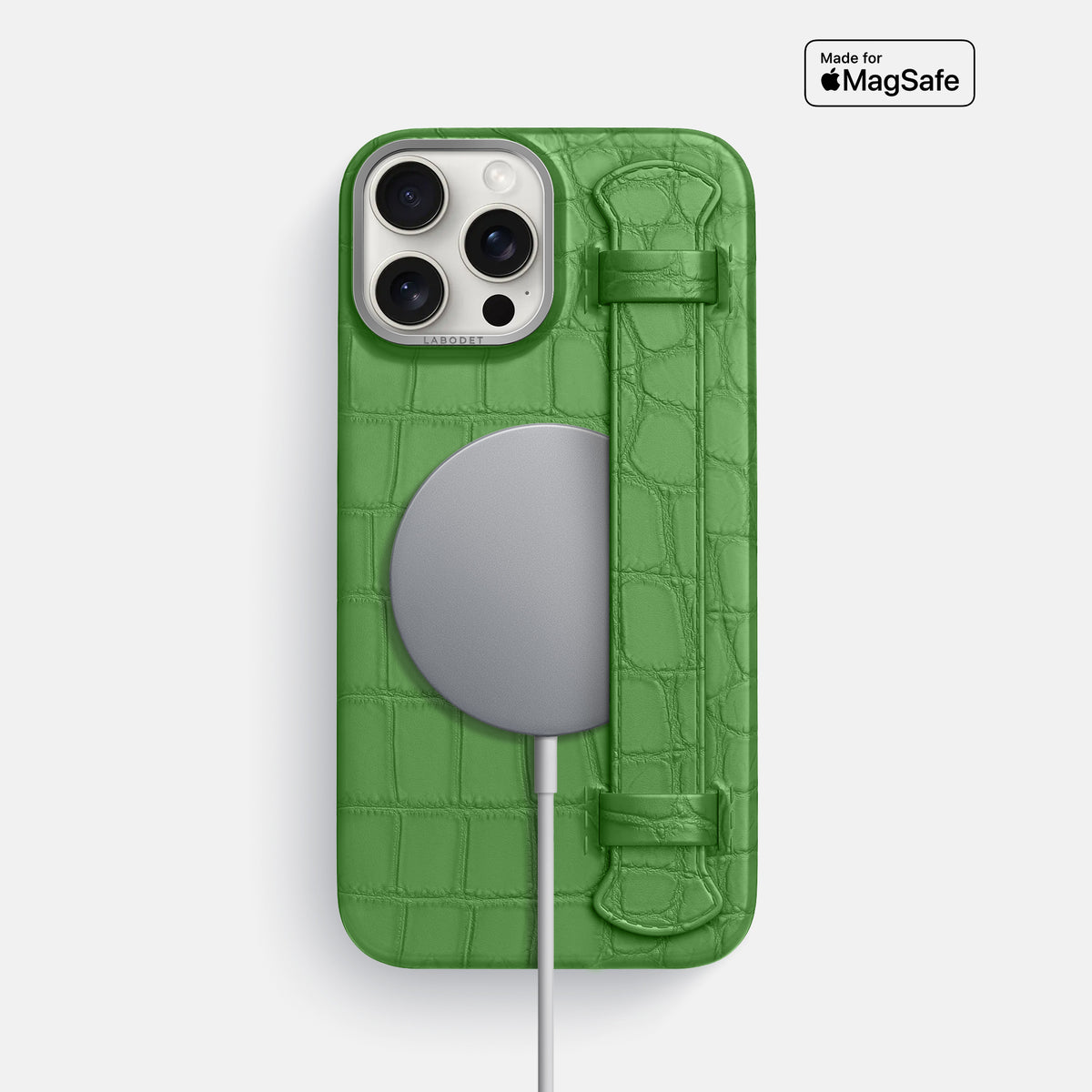 Apple-Green iPhone 16 Pro Max Handle Case Alligator with Steel Metal -4 | Apple-Green-Steel