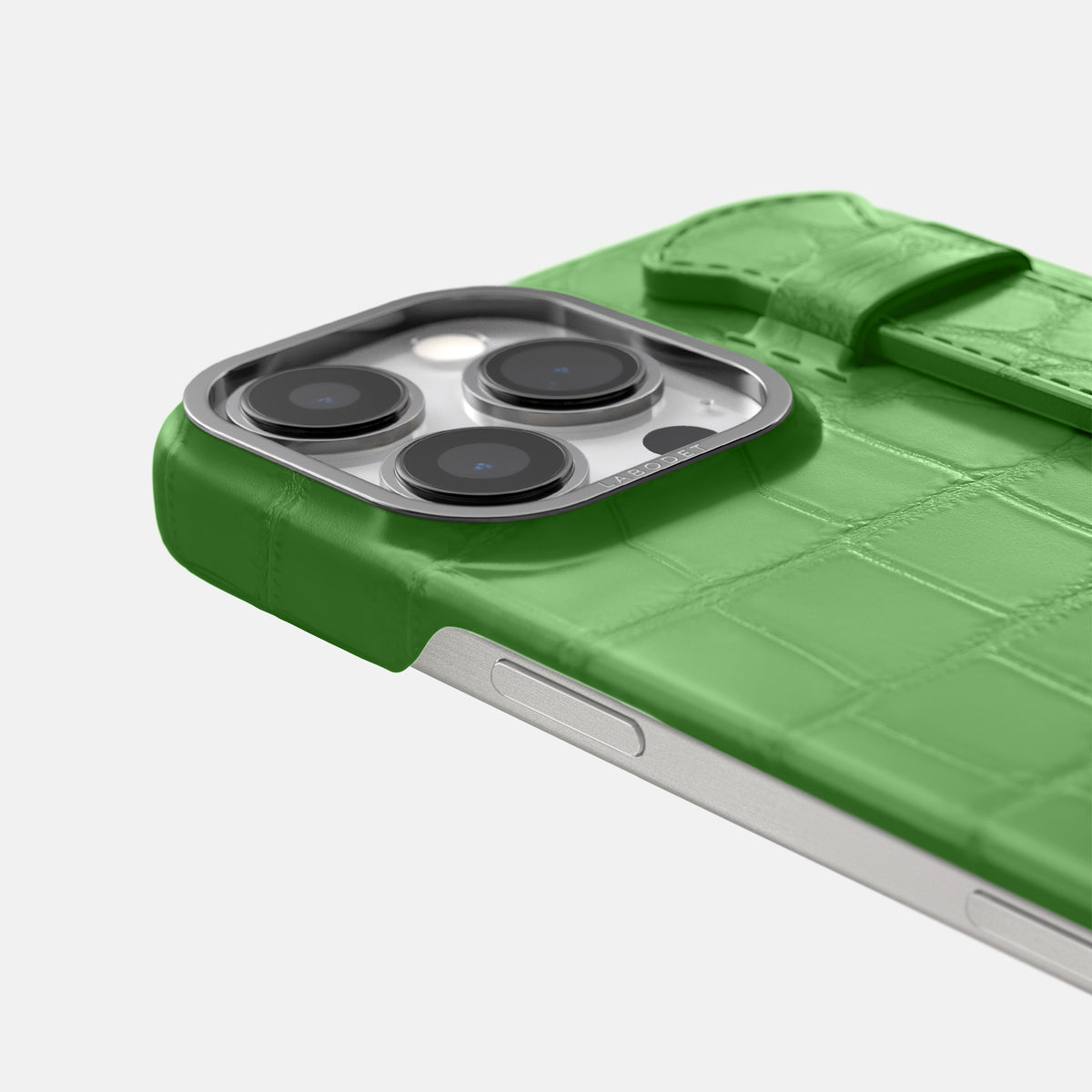 Apple-Green iPhone 16 Pro Max Handle Case Alligator with Steel Metal -5 | Apple-Green-Steel