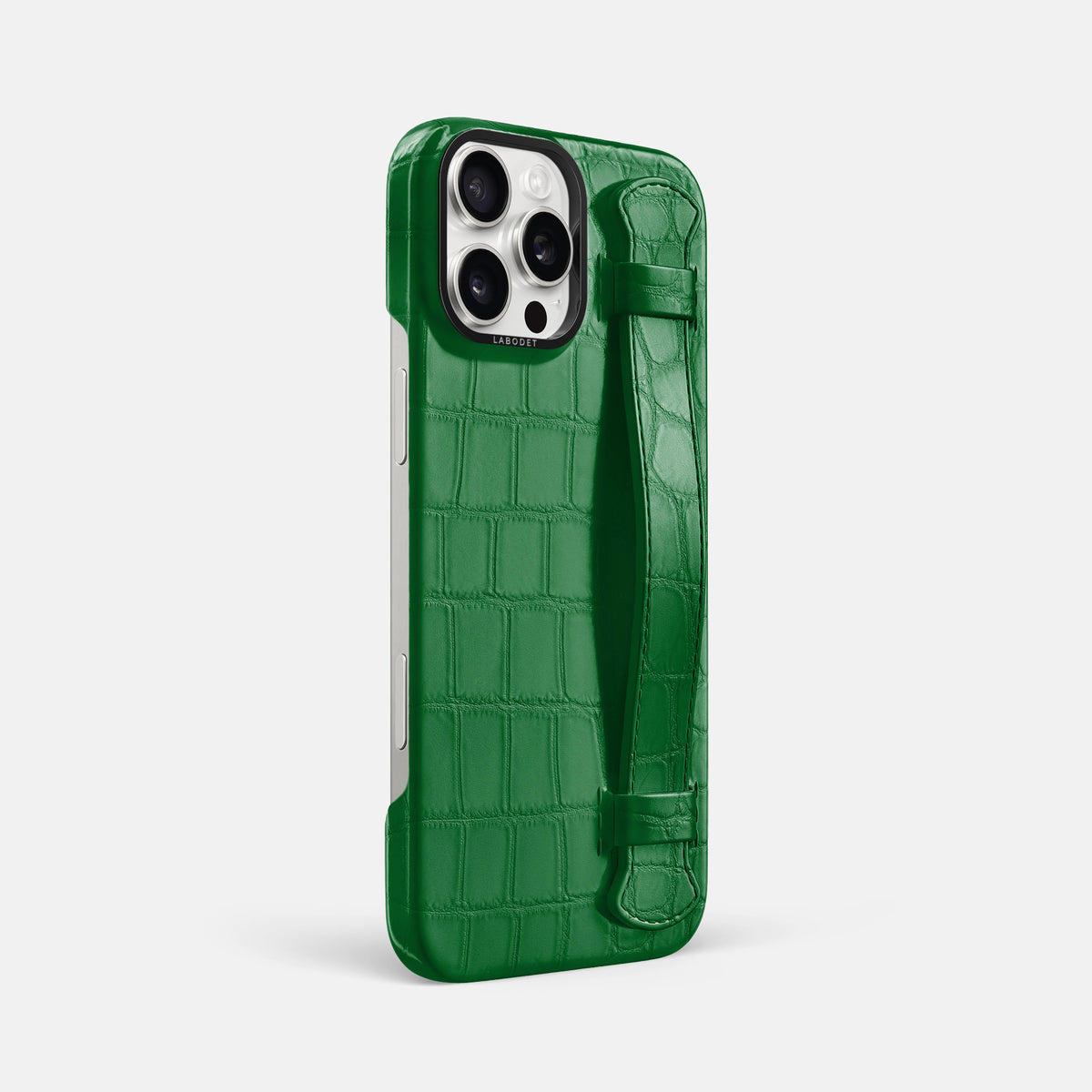 Forest-Green iPhone 16 Pro Max Handle Case Alligator with Black Metal -2 | Forest-Green-Black