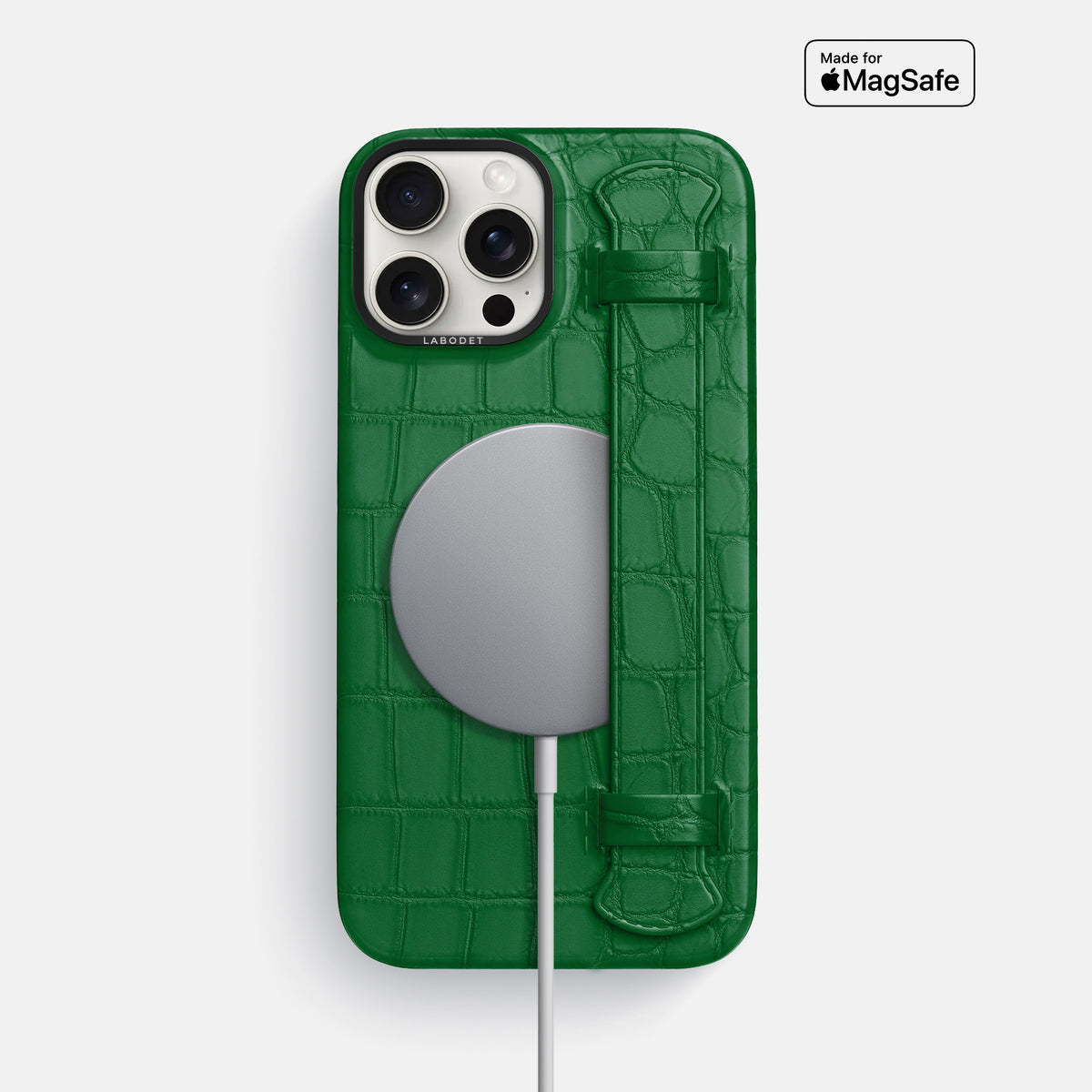 Forest-Green iPhone 16 Pro Max Handle Case Alligator with Black Metal -4 | Forest-Green-Black