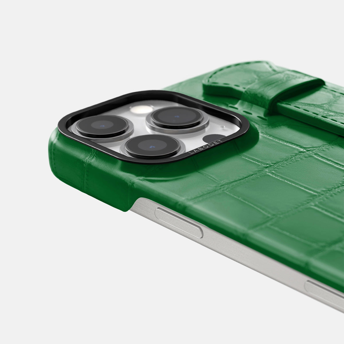 Forest-Green iPhone 16 Pro Max Handle Case Alligator with Black Metal -5 | Forest-Green-Black