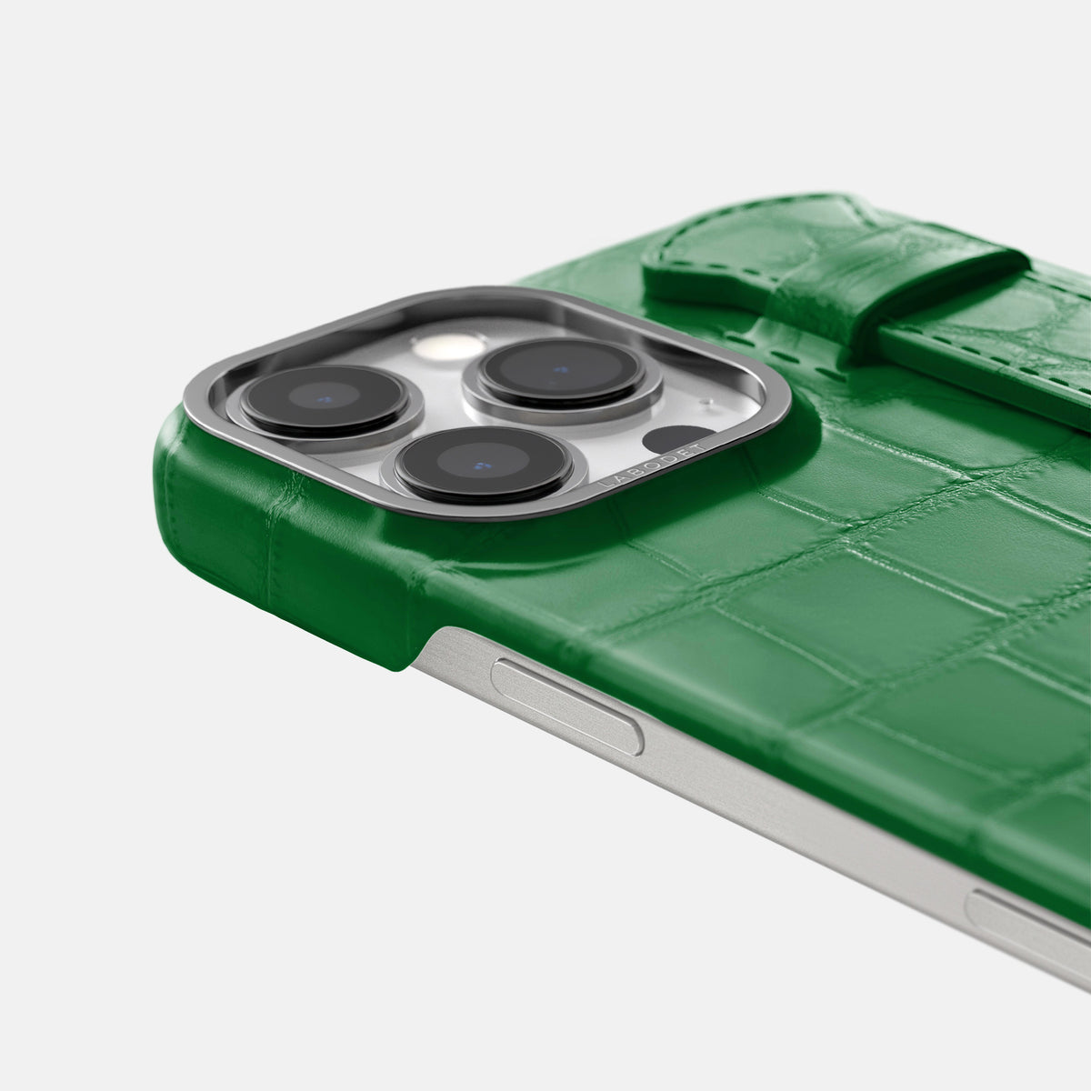Forest-Green iPhone 16 Pro Max Handle Case Alligator with Steel Metal -5 | Forest-Green-Steel