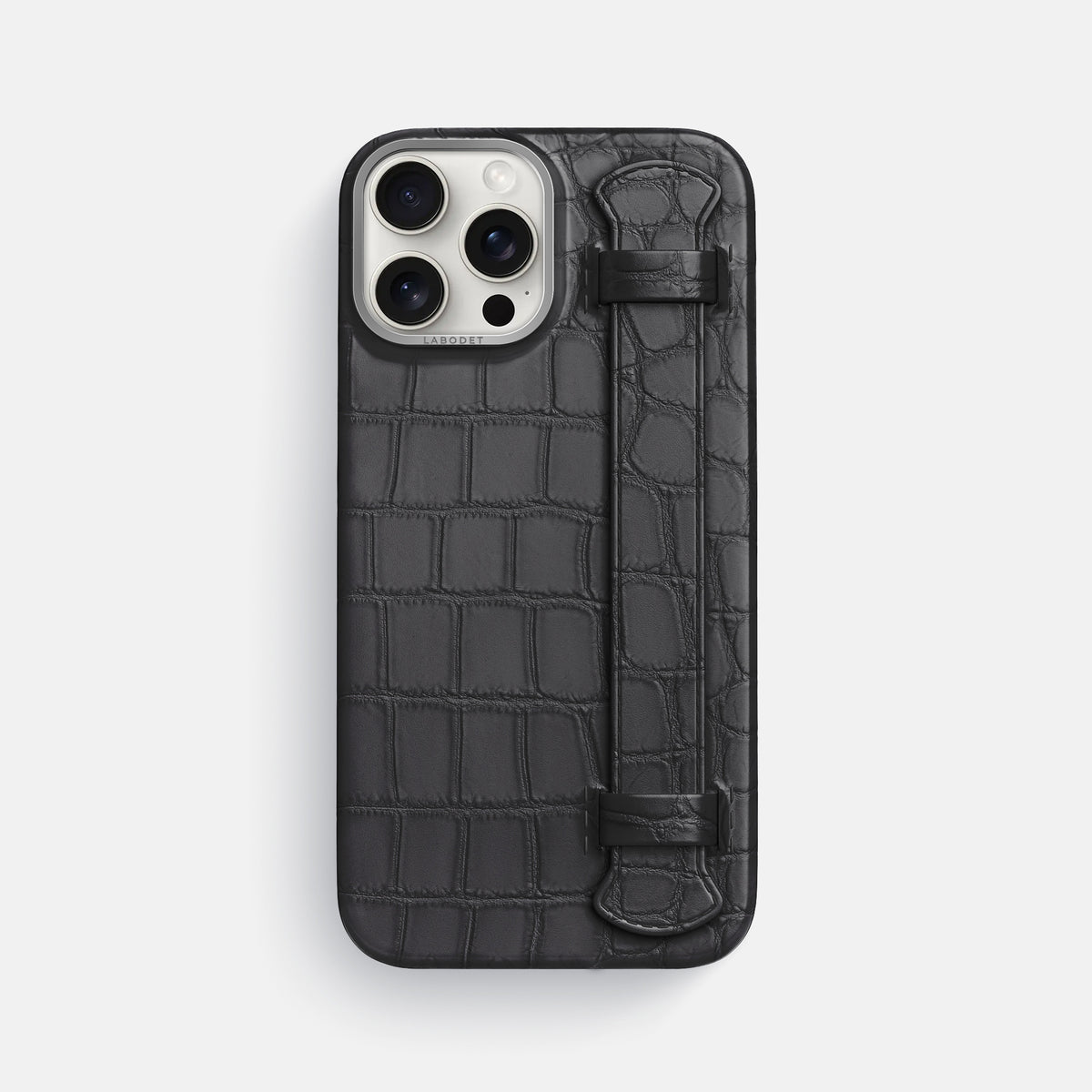 Grey iPhone 16 Pro Max Handle Case Alligator with Steel Metal -1 | Grey-Steel