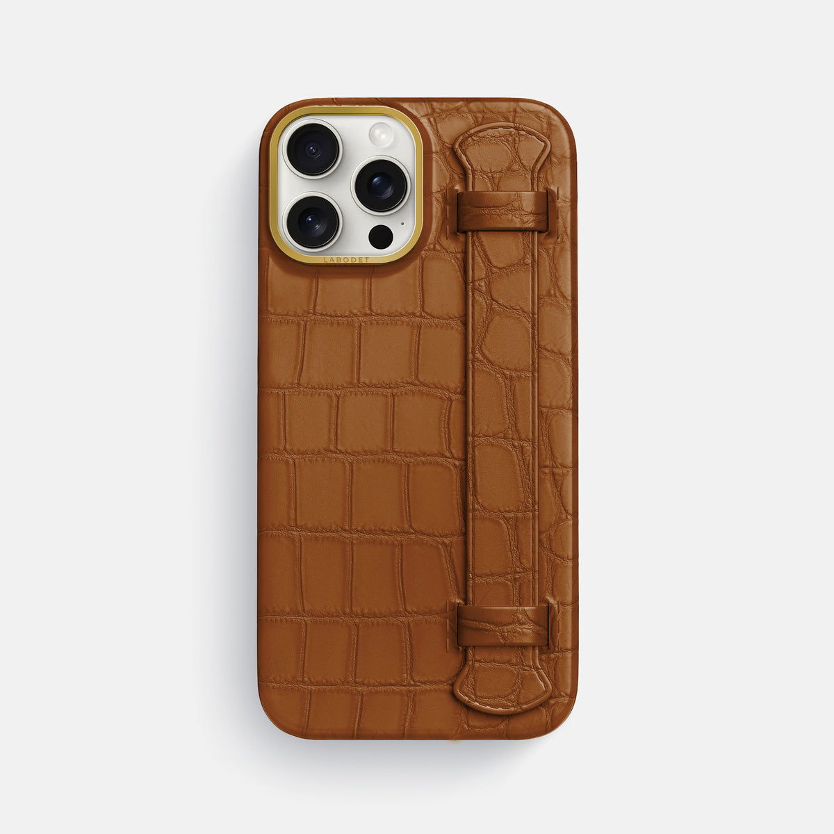 Honey iPhone 16 Pro Max Handle Case In Alligator with Gold Metal -1 | Honey-Gold