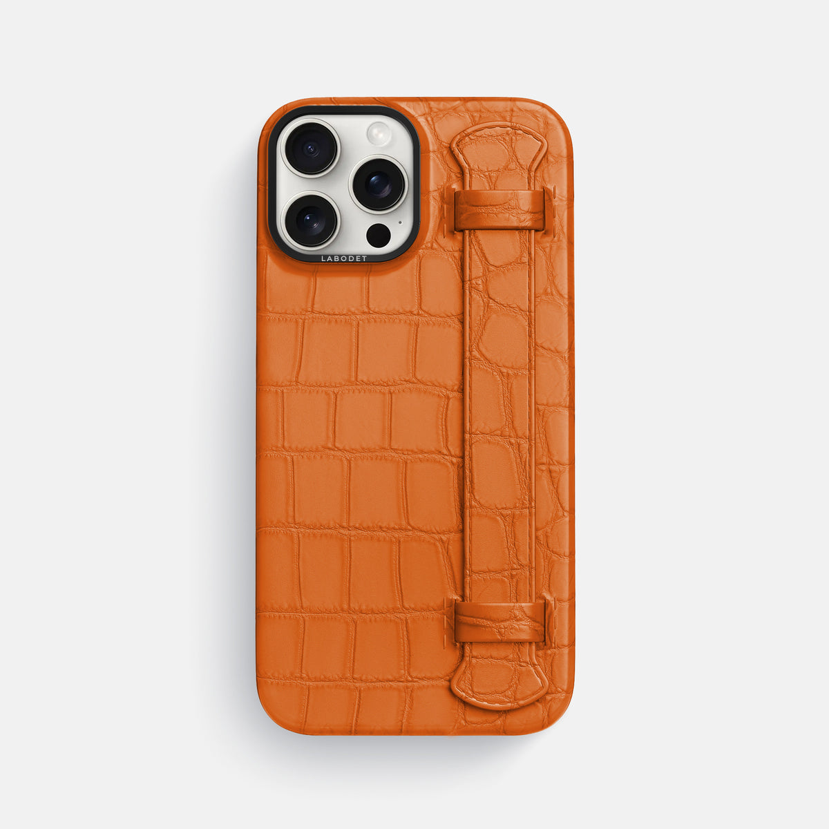 Orange iPhone 16 Pro Max Handle Case Alligator with Black Metal -1 | Orange-Black