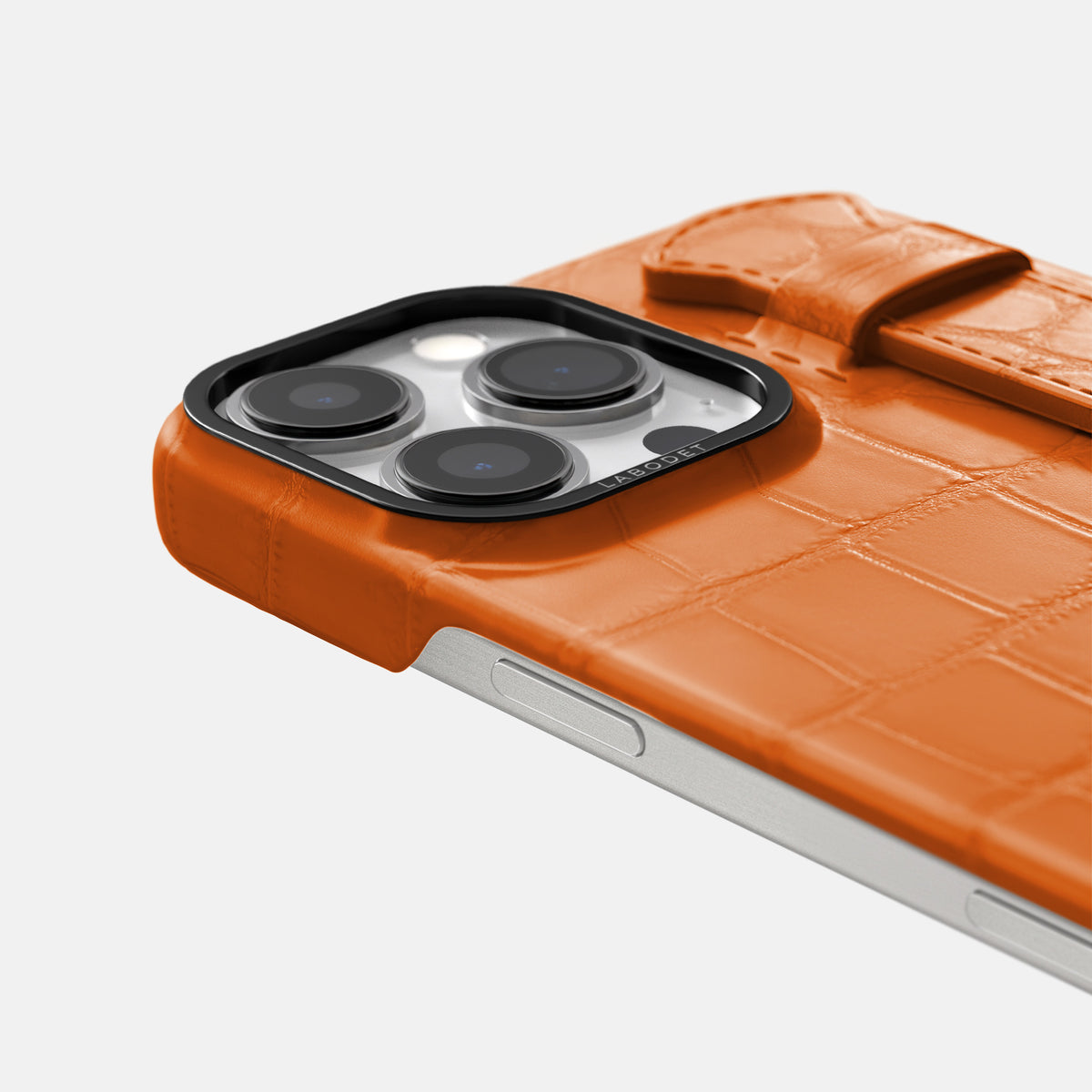 Orange iPhone 16 Pro Max Handle Case Alligator with Black Metal -5 | Orange-Black