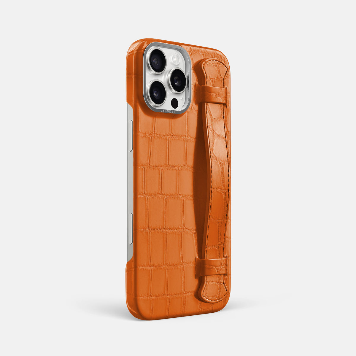 Orange iPhone 16 Pro Max Handle Case Alligator with Steel Metal -2 | Orange-Steel