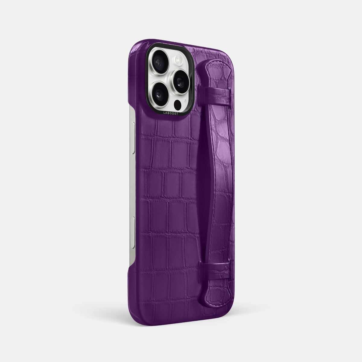 Purple iPhone 16 Pro Max Handle Case Alligator with Black Metal -2 | Purple-Black