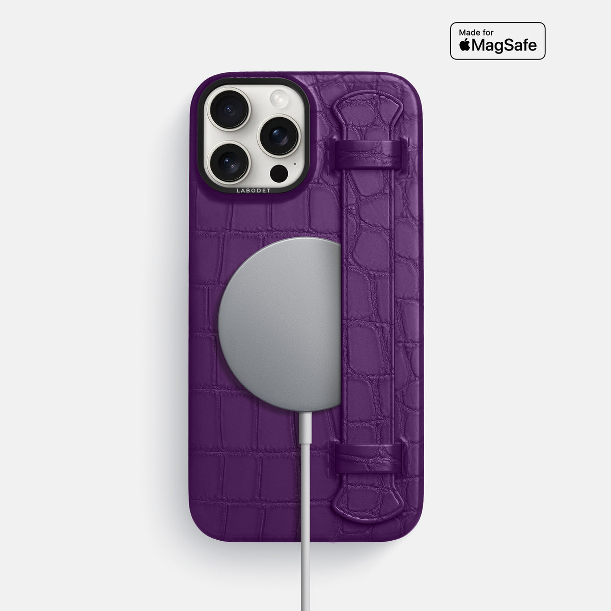 Purple iPhone 16 Pro Max Handle Case Alligator with Black Metal -4 | Purple-Black