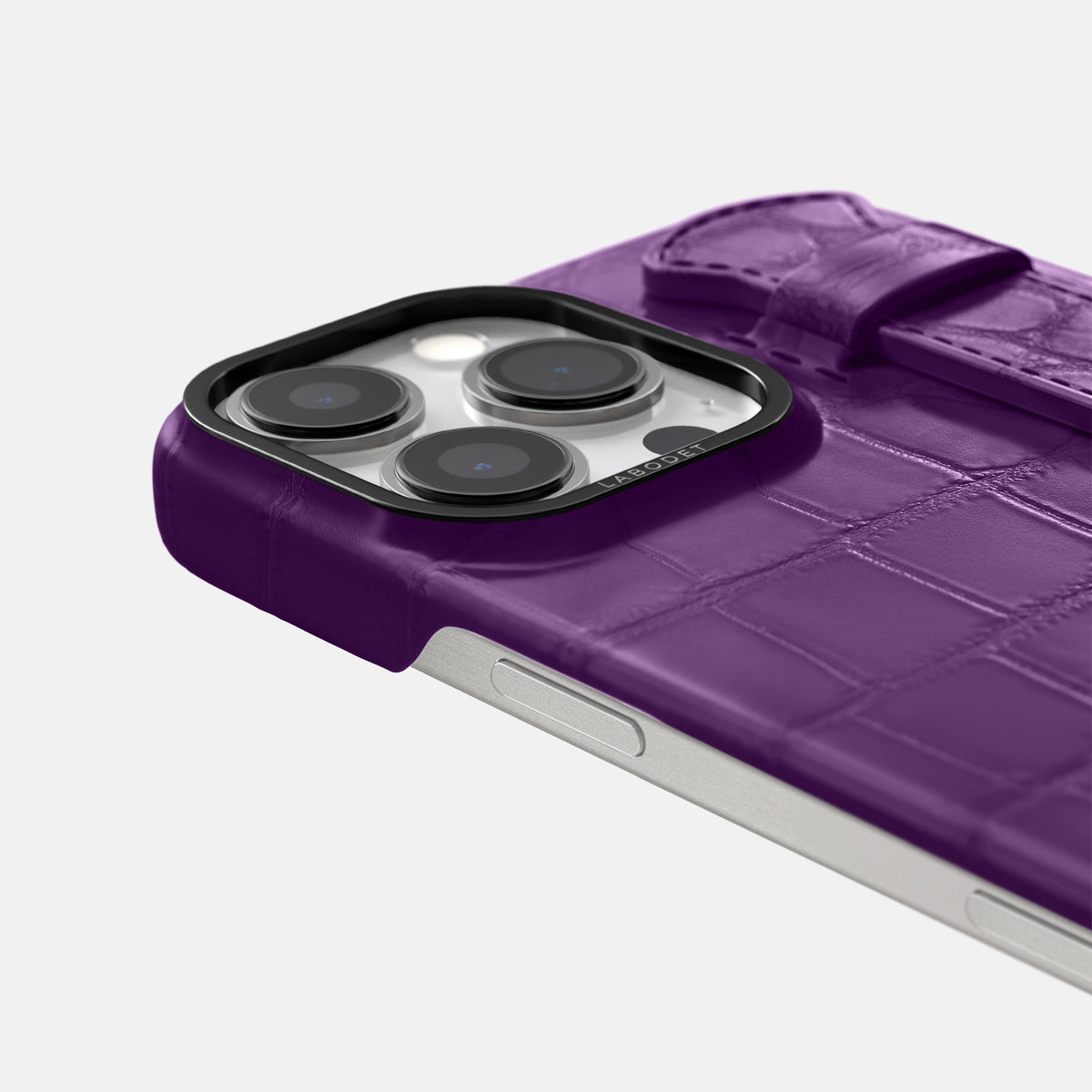 Purple iPhone 16 Pro Max Handle Case Alligator with Black Metal -5 | Purple-Black