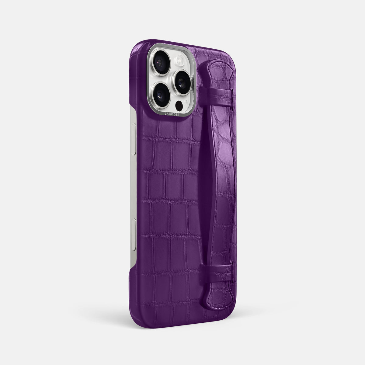 Purple iPhone 16 Pro Max Handle Case Alligator with Steel Metal -2 | Purple-Steel