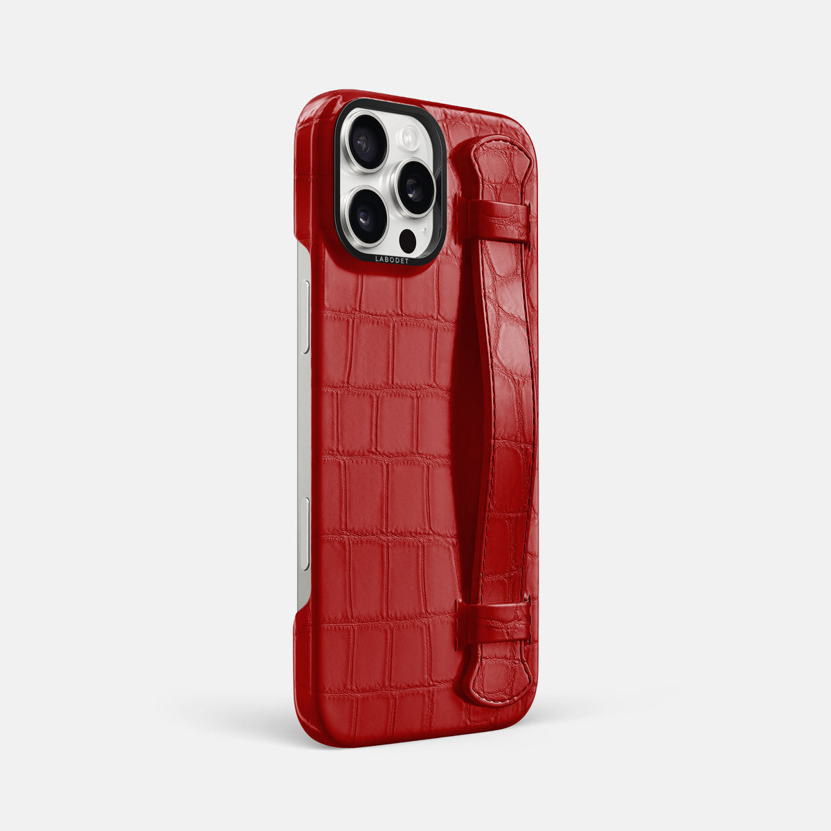 Red iPhone 16 Pro Max Handle Case Alligator with Black Metal -2 | Red-Black