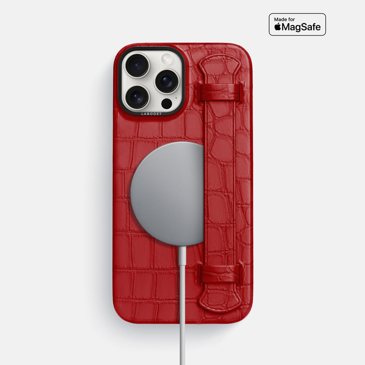 Red iPhone 16 Pro Max Handle Case Alligator with Black Metal -4 | Red-Black