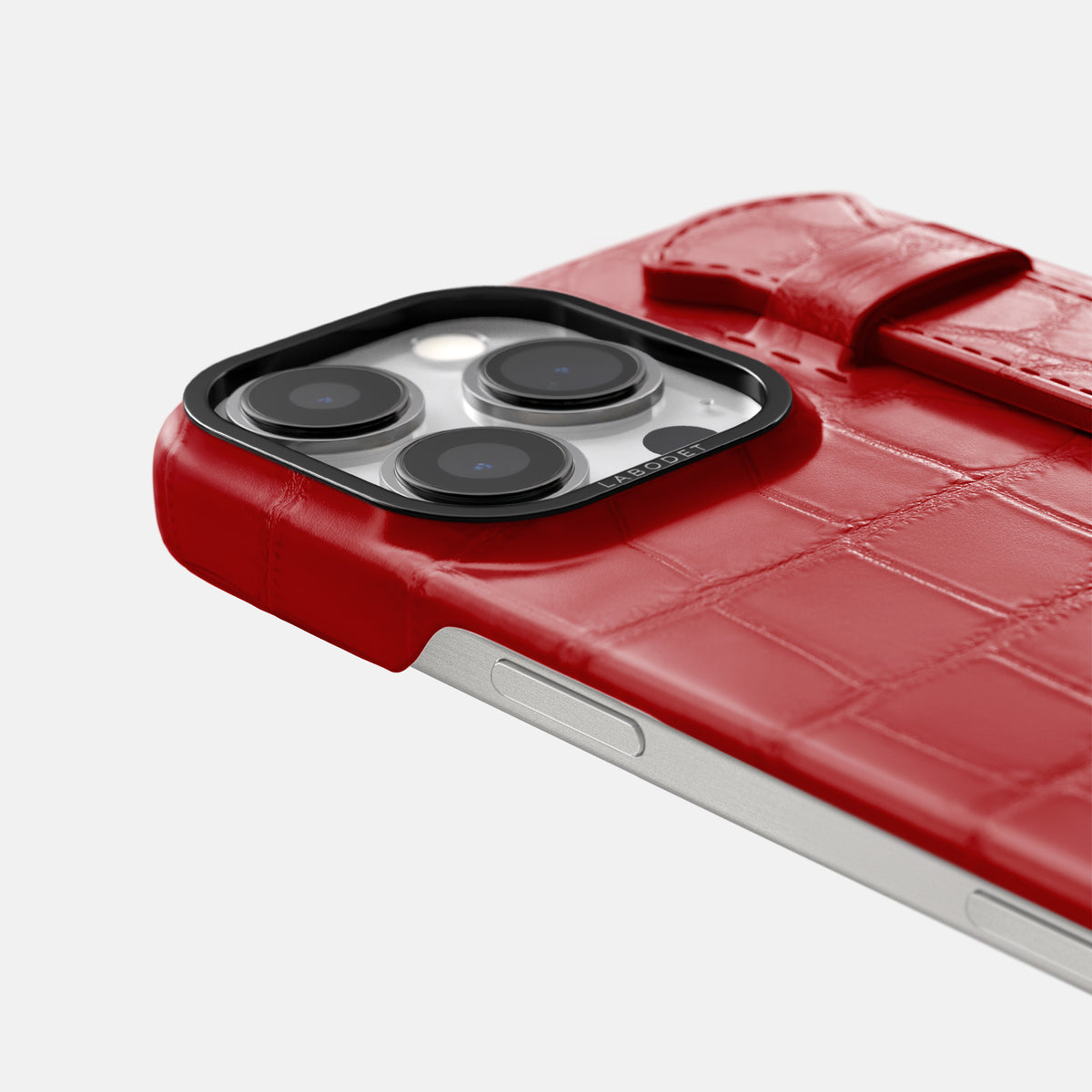 Red iPhone 16 Pro Max Handle Case Alligator with Black Metal -5 | Red-Black