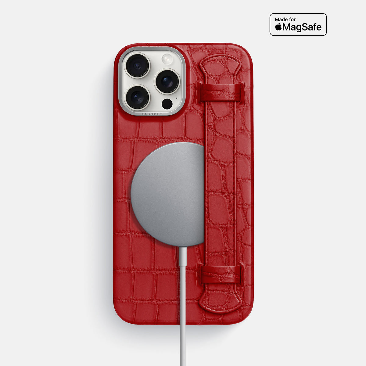 Red iPhone 16 Pro Max Handle Case Alligator with Steel Metal -4 | Red-Steel