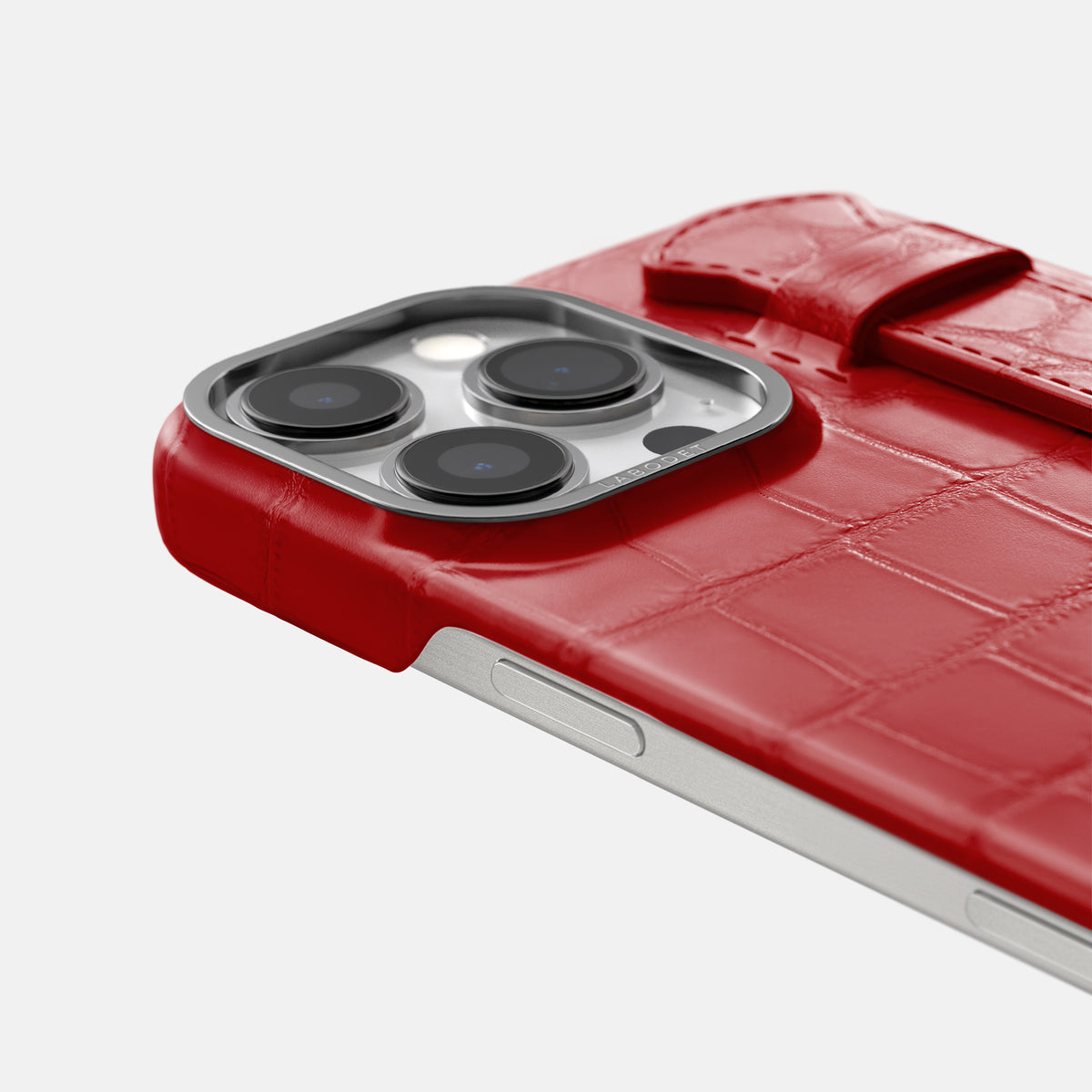 Red iPhone 16 Pro Max Handle Case Alligator with Steel Metal -5 | Red-Steel