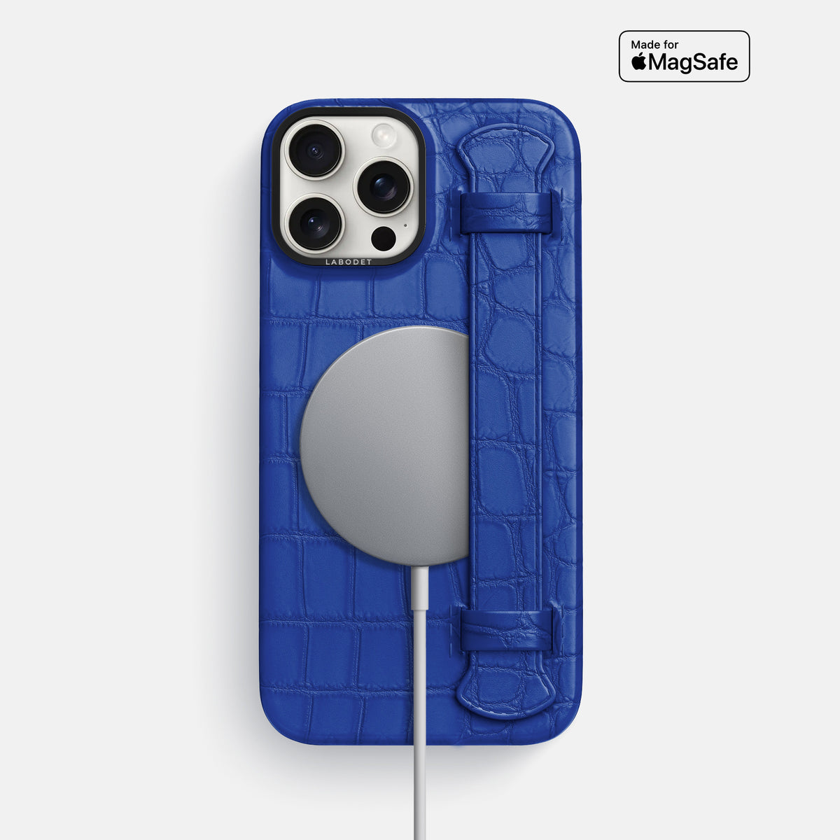 Royal Blue iPhone 16 Pro Max Handle Case Alligator with Black Metal -4 | Royal-Blue-Black