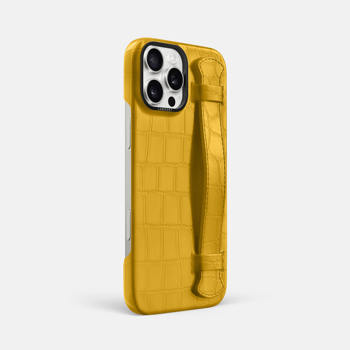 Yellow iPhone 16 Pro Max Handle Case Alligator with Black Metal -2 | Yellow-Black