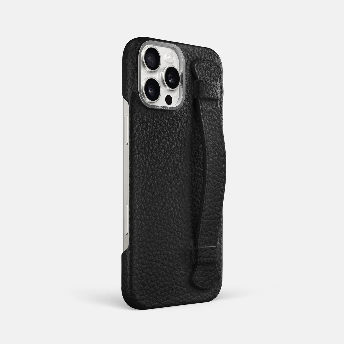 Black iPhone 16 Pro Max Handle Case Calf with Steel Metal -2 | Black-Steel
