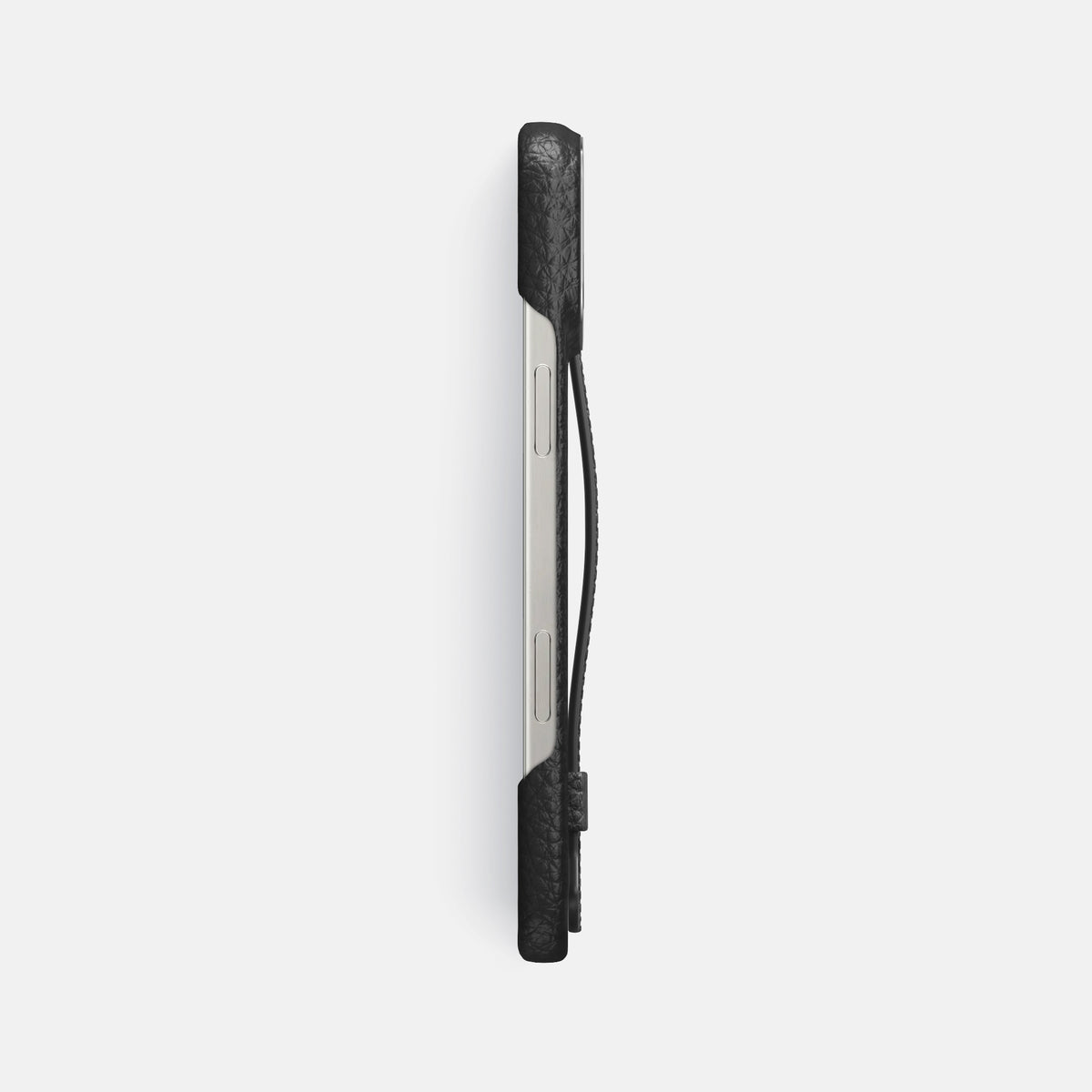 Black iPhone 16 Pro Max Handle Case Calf with Steel Metal -3 | Black-Steel